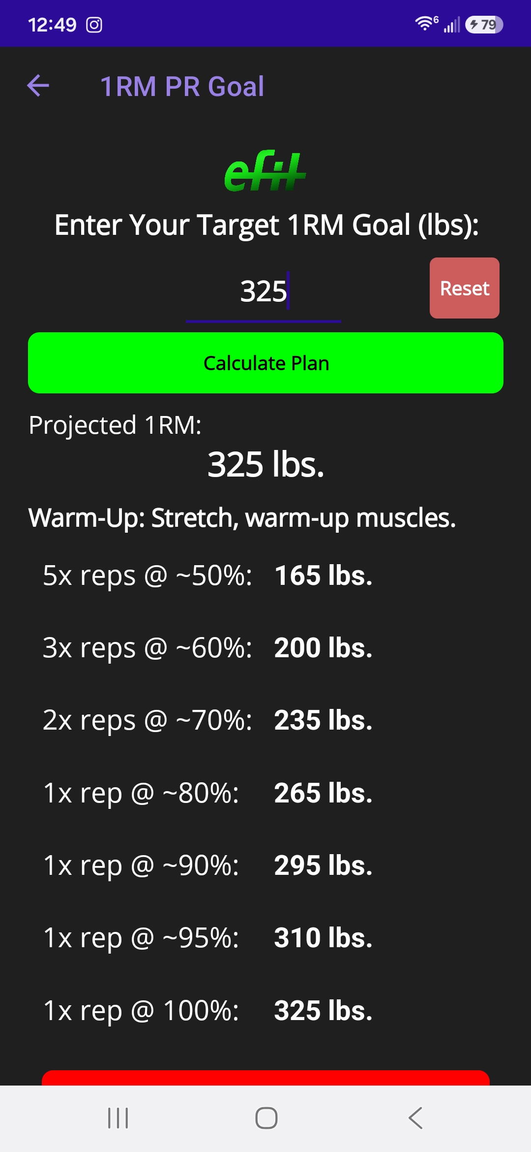 1 Rep Max Calculator