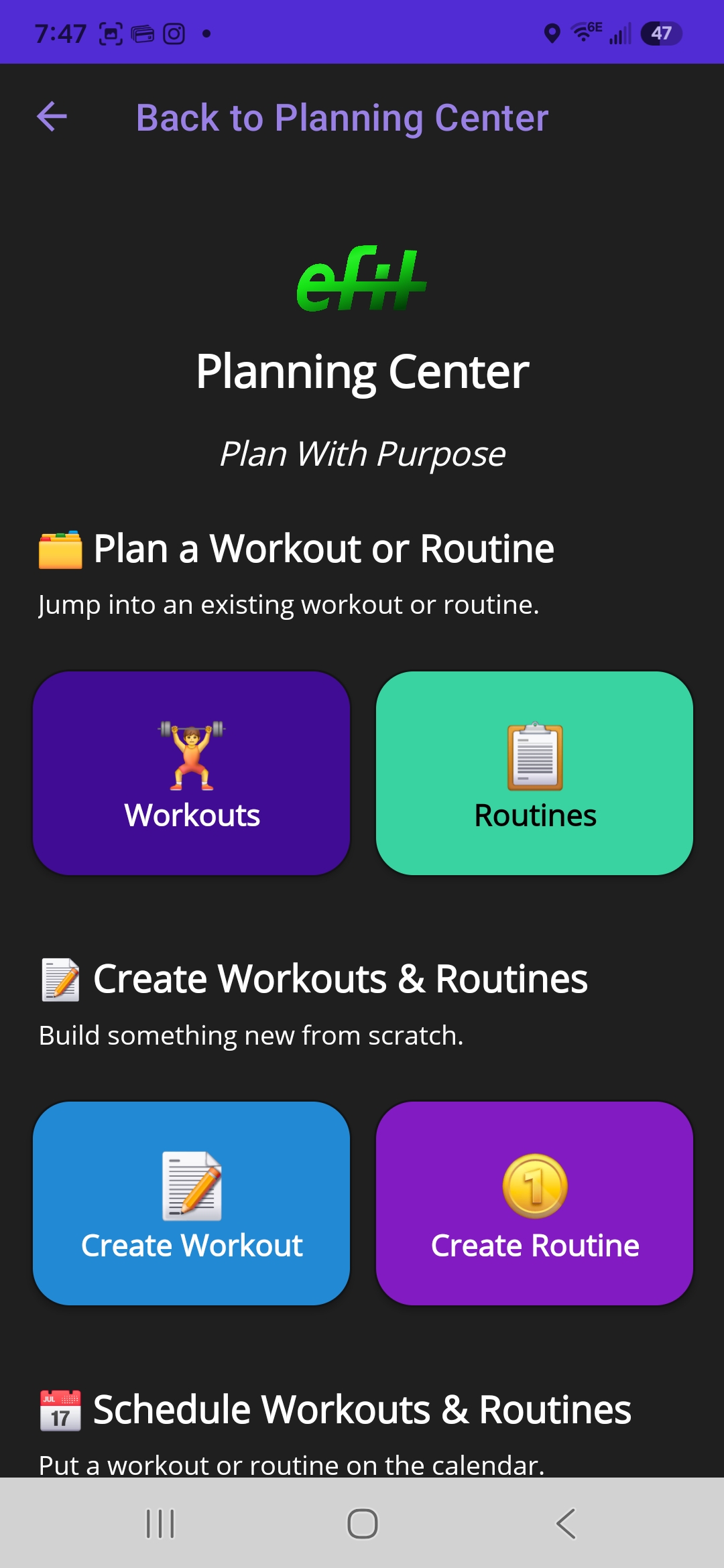 Workout Planning